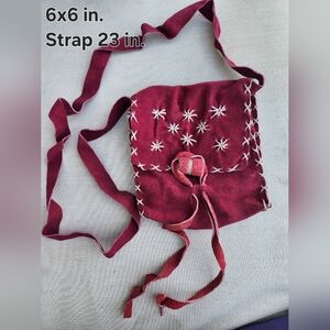 Vintage Artisan Suede Crossbody  Shoulder Bag Boho Western Hippie